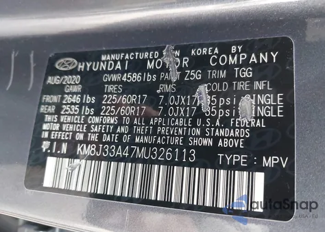 2021 Hyundai Tucson Value из США, поврежденный, VIN KM8J33A47MU326113